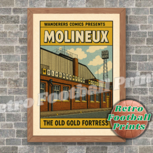 Molineux, Outside 1970's, Wolves - Comic Book Art Poster