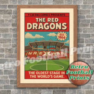 Racecourse Ground, Wrexham - Comic Book Art Poster