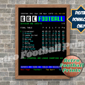 1972/73 Division 1 League Table