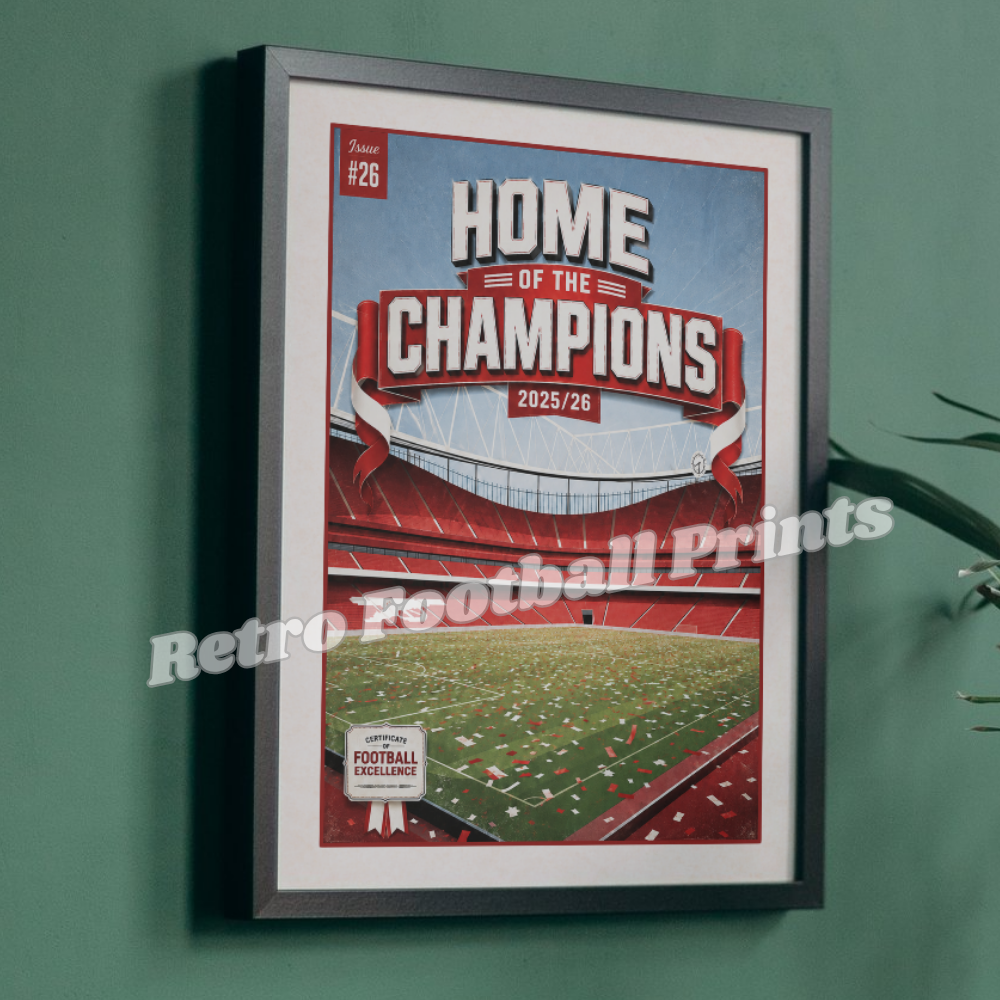 Arsenal – Home of the Champions 2025/26 Art Poster – Retro Football Prints