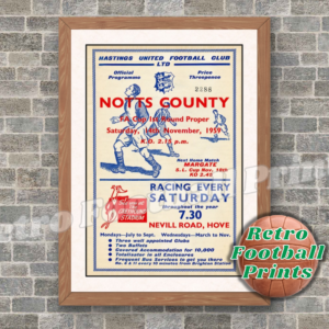 1959/60 Hastings United vs Notts County - FA Cup 1st Rnd Programme